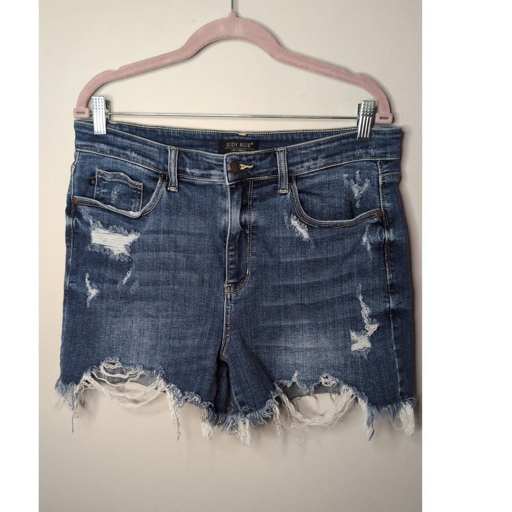 Judy Blue Distressed Denim Shorts XL Frayed Stretch Cutoff
